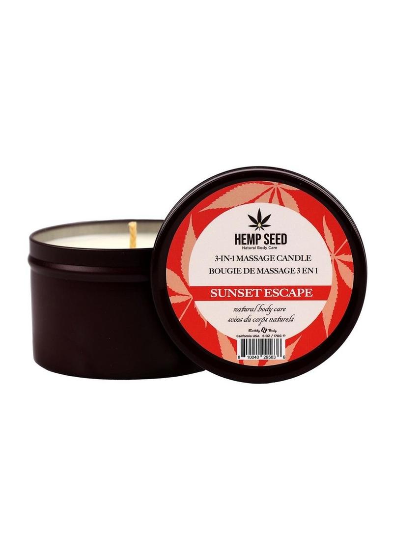 Hemp Seed 3-in-1 Massage Candle, 6 oz, Sunset Escape Scent